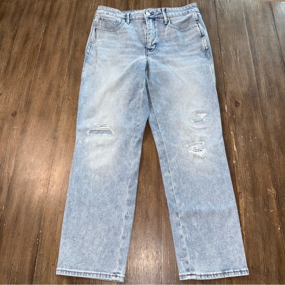 WHBM Sculpt Straight Crop Jeans sz 8 Mom jeans Distressed High Rise Jeans - Picture 4 of 9